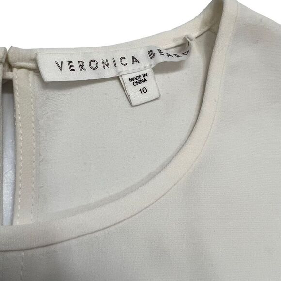 Veronica Beard Medium White Cold-Shoulder Blouse Sz 10 Flattering Cut - Picture 4 of 11